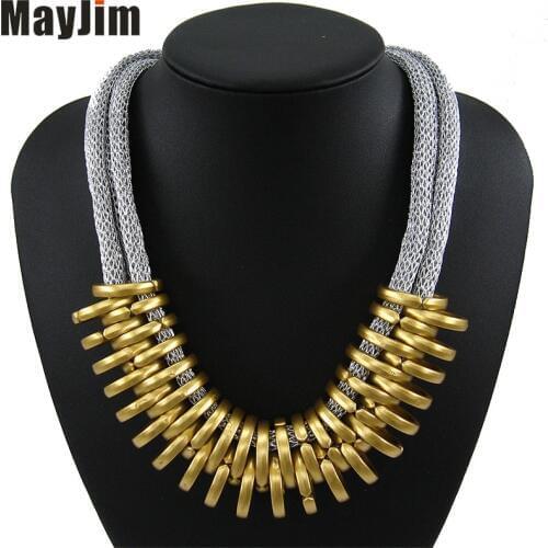 MayJim Statement necklace fashion women 2018 collar vintage chunky chain bib choker silk chain long Necklaces & Pendants Jewelry