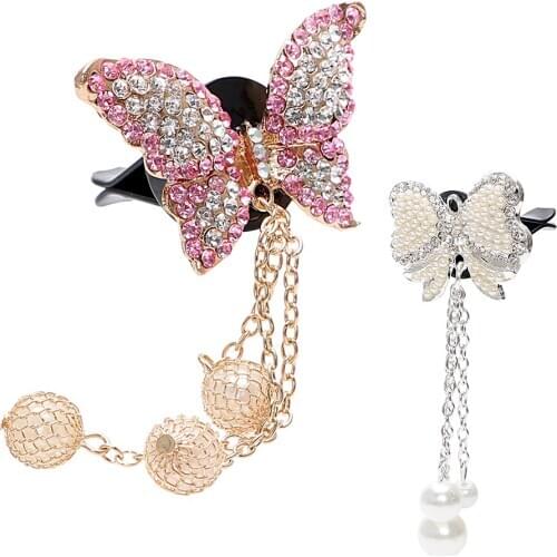 Cute Butterfly Shape Pendant Solid Fragrance Car Air Vent Perfume Car-styling Artificial Crystal Air Freshener