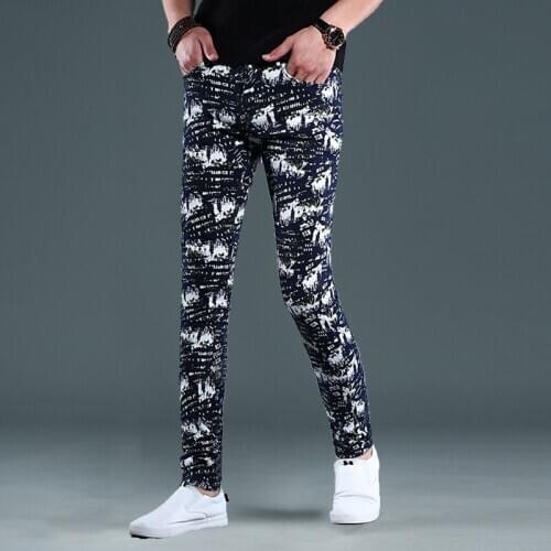 Men Stretch Camouflage Jeans 2020 Fashion Streetwear Jean Slim Fit Pencil Pants Korean Style Casual Printed Denim Trousers