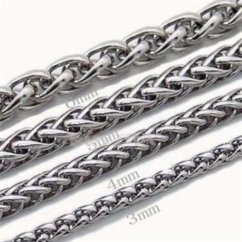 Men Necklace Stainless Steel Jewelry High Quanlity Braided Link Wheat Chain Necklace Women Punk Rock Biker Gift Silver 1PC