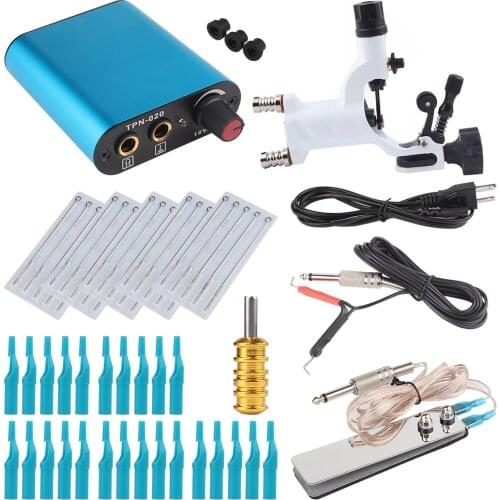 Tattoo Kit White Dragonfly Rotary Tattoo Machine Shader & Liner With Tattoo Needle and Disposable Tattoo Tips Power Supply