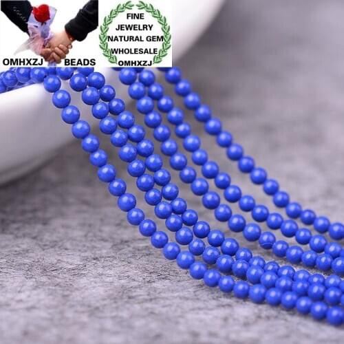 OMHXZJ Wholesale ZB227 2 3mm DIY Bracelet Necklace Jewelry Making Accessories Components Natural Stone Fine Blue Ore Round Beads