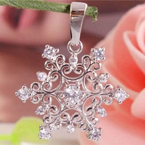 Only Sale Pendant For Necklace Fashion Silver Plated Cubic Zirconia Nice Snowflake Crystal Rhinestone Women Jewelry Gifts