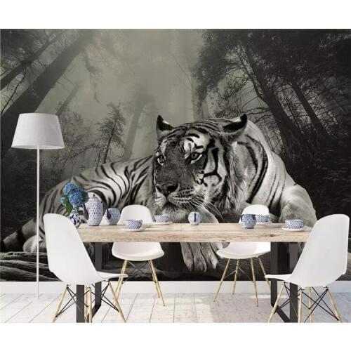 Custom wallpaper 3d murals Nordic minimalist creative tiger forest background wall decorative painting 3d wallpaper