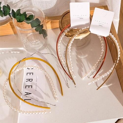 Cute accessories Three piece candy pearl headband hair ties kawaii bands headbands for women fashion makeup korean head band