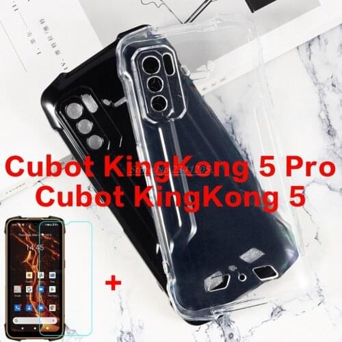 Transparent Phone Case For Cubot KingKong 5 Pro Soft Black TPU Cover Coque Tempered Glass For Cubot KingKong 5 Pro Cases Vetro