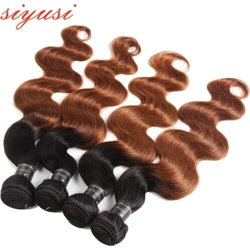 Dark Brown Brazilian Body Wave Remy Hair Extensions 1b 30 Human Hair Bundles Women 100% Human Hair Two/Three Tone SIYUSI