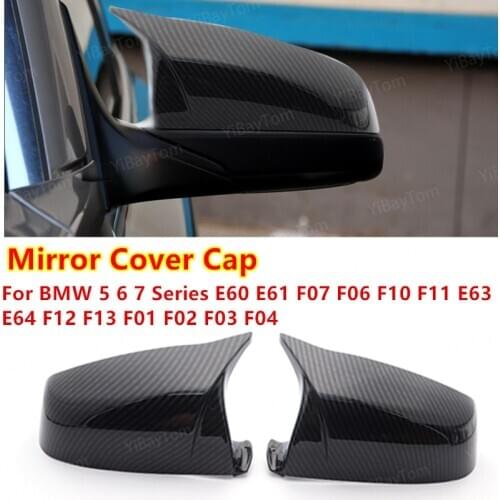Carbon fiber black Mirror Covers Rearview Cap For BMW 5 6 7 Series E60 E61 E63 E64 F01 F02-F04 F06 F07 F10 F11 F12 F13