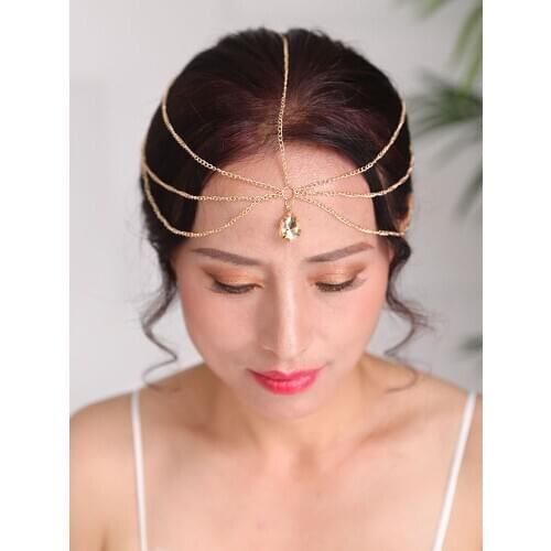 Vintage Wedding Accessories Silver and Gold Head chain Bohemian Hair Jewelry party Headband for Women Crown Bridal Headwear