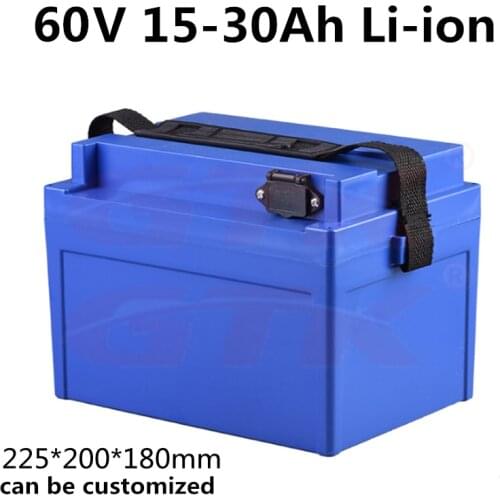 Waterproof case 60V 20Ah-30Ah lithium battery Pack with BMS for 1000W electric bicycle trolling motor inverter +3A Charger