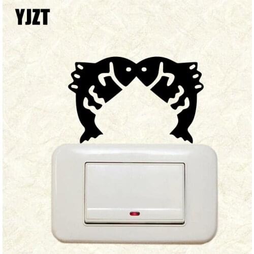 YJZT Lover Fish Wall Switch Sticker Vinyl Decal Animal Creative Home Room Decor S19-0367