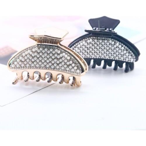 8.5cm Hair claws Pearl Hairpins Trendy Hair Clip Rhinestone Crab Hair Claws Clip For Women Girl Accessories Hair ACC14
