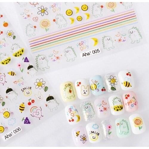 1 sheet Newest 3D Nail Stickers Dinosaur design japan cartoon Nail Art Stickers Decal Template diy nail tool decorations HL207