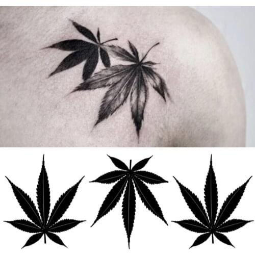 1pcs Temporary TattoBlack Clover Leaves Maple Leaf Flower Arm Body Art Sticker Waterproof Female Men Couple Tattoo Sticker