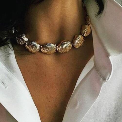 1 Pcs Women Bohemian Shell Scallops Gold Necklaces Fashion Party Beach Lady Clavicle Chain Short Necklace Jewelry