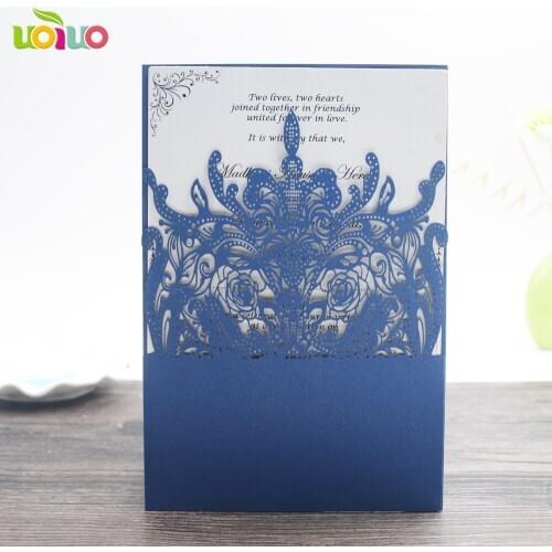 10pcs Vintage Wedding Supplies Pocket invitations China Elegant Luxurious Wedding Invitations Laser Cut Wedding Invitation Card
