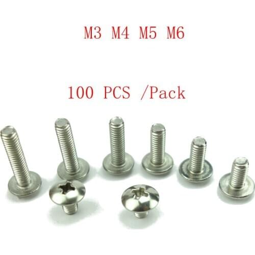 100Pcs M3 M4 M5 M6 Stainless Steel 304 Phillips Truss Head model Electric machine diy Screw