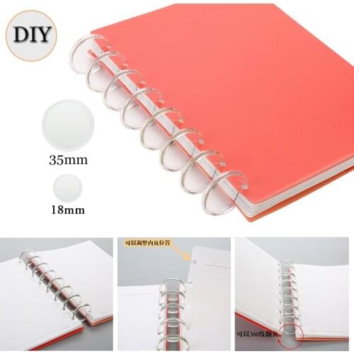 100pcs Solid Transparent Mushroom Binding Rings Notebook Loose-leaf Discs Plastic Buckle Loose-leaf Notebook Binding Discs