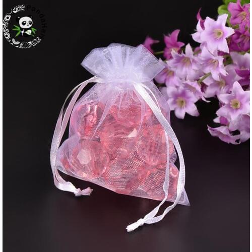 100pcs 10x8cm White Color Rectangle Organza Bags for Jewelry Packing Gift Bags and Pouches Jewelry Accessories Storage