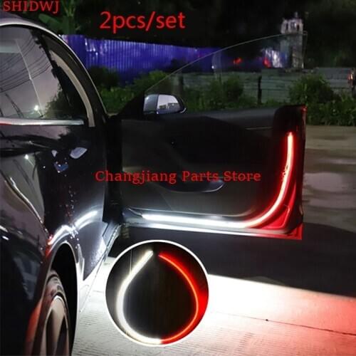 2Pcs Car Door Opening Warning LED Lights Strips Anti Rear-end Collision Safety Light Welcome Flash Lights Universal Car Light