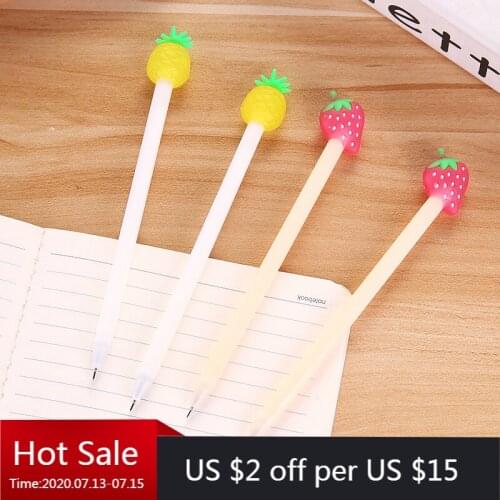 24pcs Japanese Korean creative stationery cute fresh fruit gel ink pen black 0.38 mm ink pen stationery pens for school