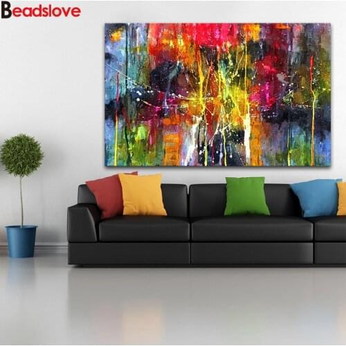 Abstract art 5d diy diamond painting full square round drill embroidery set 3d cross stitch diamond mosaic color picture decor