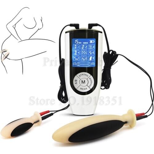 Electro Shock Silicone Double Anal Plug Electric Prostate Massage Anus Vagina Stopper Butt Plug Sex Toys for Couples Women Men