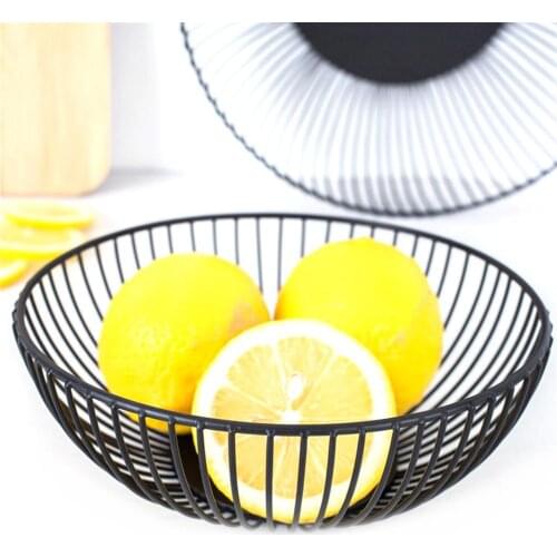 Nordic Household Fruit Holder Iron Art Crafts Fruit Bowl Snack Food Vegetable Storage Basket Container Kitchen Tool Black 2021