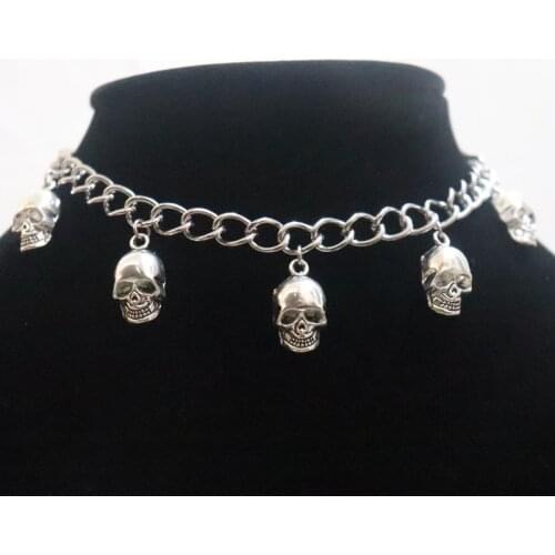 Retro Skull Pendant Skeleton Necklace for Women Men Hip Hop Punk Metal Chain Choker Necklace Fashion Jewelry New Gifts
