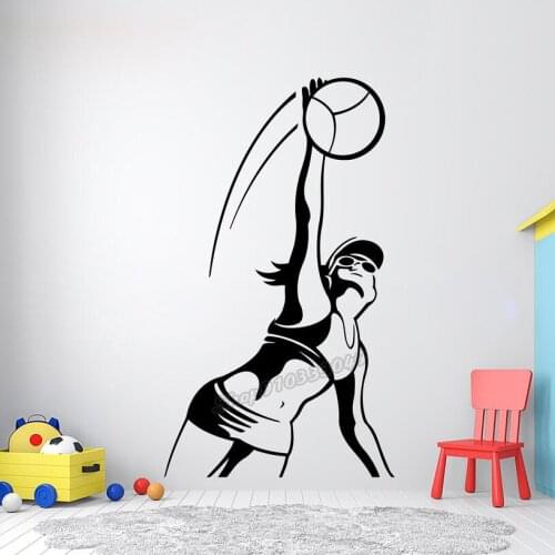 Girl Volleyball Lover Beach Volley Wall Decal Volley Wall decor Vinyl Volleyball Sport Wall Stickers Kids Teens Room Decor B027