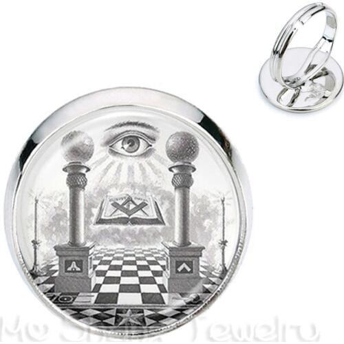 Egypt Pyramid Annuit Coeptis Eye of Providence Masonic Sign RingsGeometry Llluminati Golden Plated Adjustable Rings