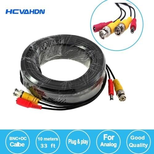 BNC cable 10M Power video Plug and Play Cable for CCTV camera system Security free shipping