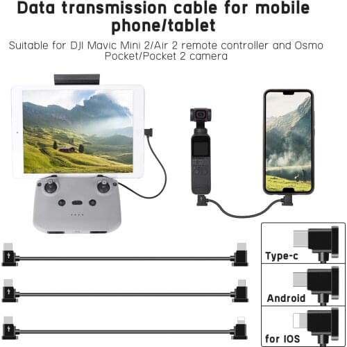 11.8in Type-C OTG Data Cable Cord for DJI Mavic Mini2 Air2 Remote Controller Osmo Pocket 1 2 FPV Goggles V2