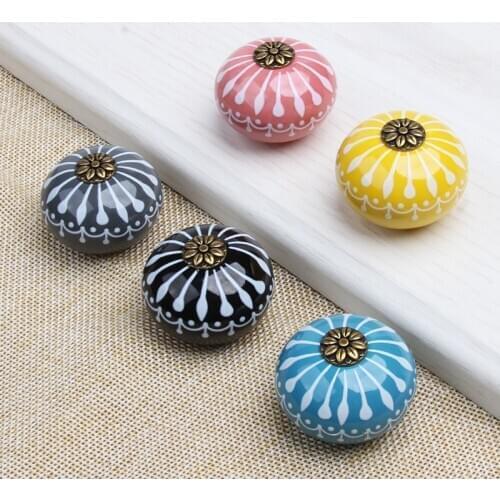 JD 5 Colors Ceramic Door Handle Black/Grey/Yellow/Pink/Blue Cabinet Closet Door Drawer Hardware Cupboard Pull Handle