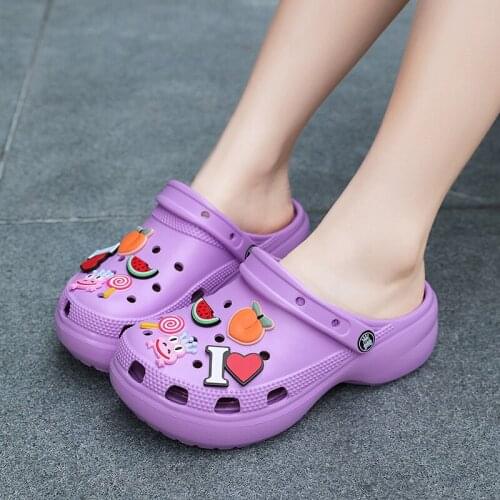 Summer Womens Garden Shoes Purple Outdoor Heighten Sandals Women Bathroom Non-slip Womens Massage Slippers sandales femmes été