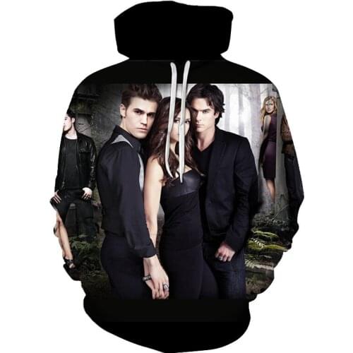 Vampire Diaries Men Women Hoodies Hooded Casual Hip Hop Streetwear Long Sleeves Sweatshirts Boys Girls Autumn Tops Coats