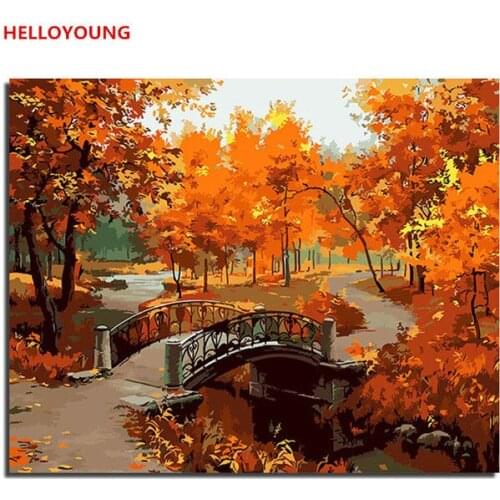 Wall Art Picture Painting By Numbers DIY Digital Canvas Oil Painting Home Decor Of Autumn Landscape Unframed As Gift Craft
