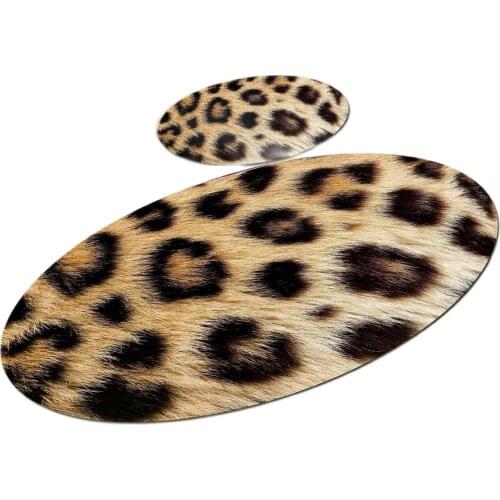Leopard Oval Bath Mat Set Closet Set alfombra 2 pieces в ванную комнату tapis salle de bain salle de bain alfombra baño mat