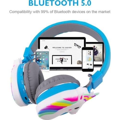 KINGSTAR New Wireless Headphones Set Bluetooth 5.0 Earphone Unicorn Data Cable With Microphone Childrens Christmas Gift