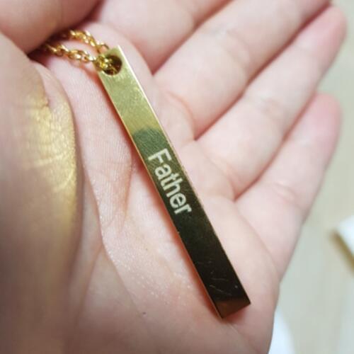 Personalized 3D Engraved 4 Sides Roman Numeral Name Necklace Women Men Vertical Bar Stainless Steel Jewelry Custom Gift Collar