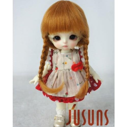 Mohair doll wigs JD018 5-6inch 13-15CM Pretty Anna Double braid BJD Hair 1/8 Lati yellow OB11 Toy accessories