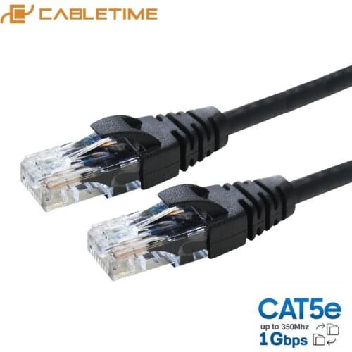 CABLETIME Cat5e Lan Cable Ethernet Network CAT 5e Blue Red Black Patch Cord LAN Internet Cable FTP RJ45 for PC Laptop Cable C287