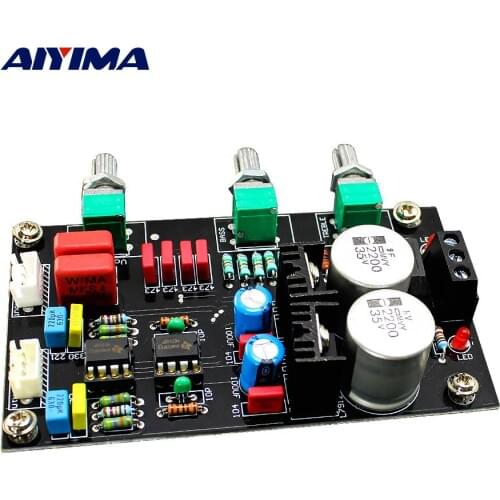 AIYIMA HIFI Stereo Preamplifier Board NE5532 Op Amp Preamp Tone Board Upgrade Treble Bass Volume Control AC Dual 12-15V