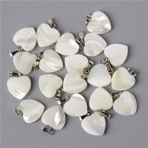 15MM 5/10PCS Natural Mother of Pearl Shell Heart Carved Pendant for Women Diy Necklace Accessories Finding Wholesale Gifts