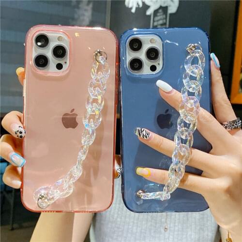 Wrist Strap Clear Phone Case For iPhone 11 12 Pro Max XS Max XR X 7 8 Plus 12 Mini 12 Transparent Soft Bracelet Chain Back Cover