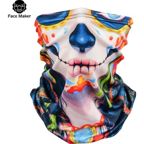 Skull Printed Neck Tube Ski Scarf Motorcycle Balaclava Cycling Bicycle Anti-UV Anti-dust Headwear Outdoor Ride Neck Mask