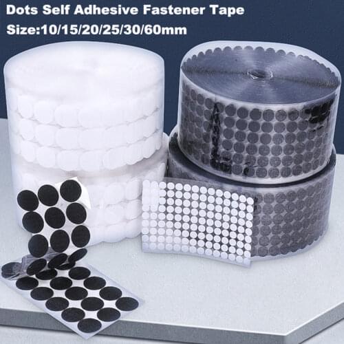 500Pairs/lot Self Adhesive Fastener Tape Dots 10/15/20/25/30/60mm Disc Adhesive Strong Glue Magic Sticker Round Coins Hook Loop