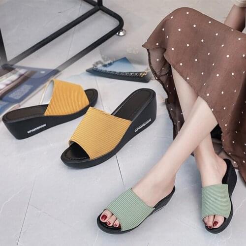 Womens Ladies Fashion Casual Wedges Platforms Beach Slippers Sandals Shoes Platform Mixed Color Fashion Couple Footwear Shoes