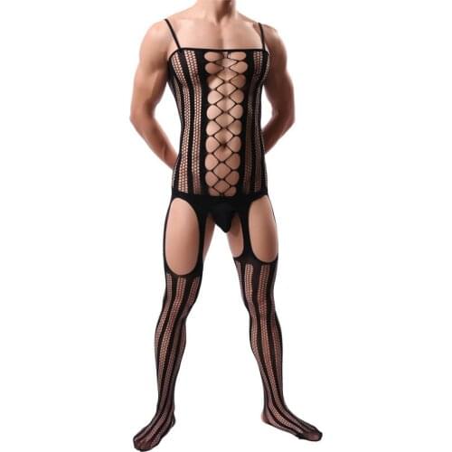 Sexy Sissy Lingerie for Men Crotchless Fishnet Bodystocking Porn Mesh Bodysuit Body Stocking Erotic Crossdress Gay Sex Underwear