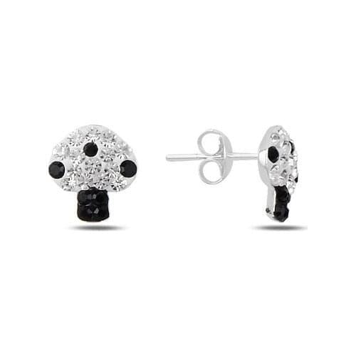 Silverlina Silver Zircon Stone Mushroom Earrings